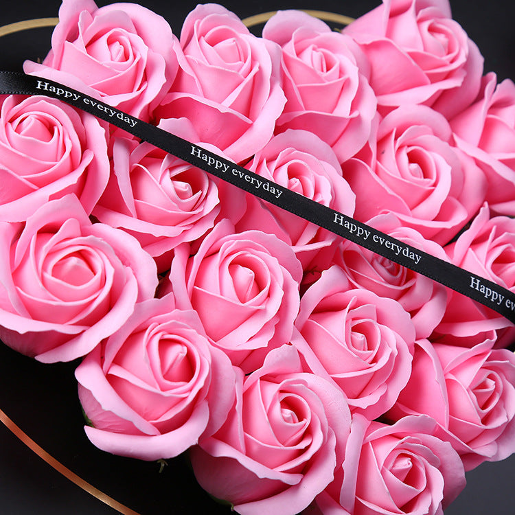 Boîte Cadeau Fleur de Savon Cœur "Je T'aime" Cadeau de Noël Saint-Valentin