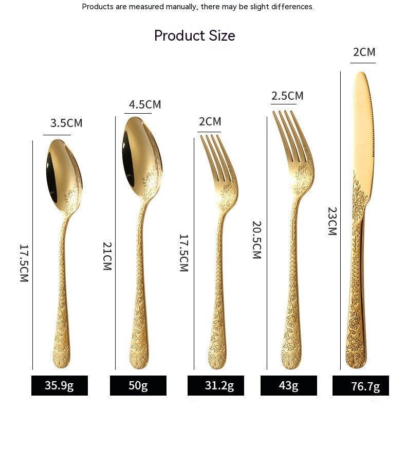 Stainless Steel Tableware Western Knives Dessert Spoon Fork Five-piece Set