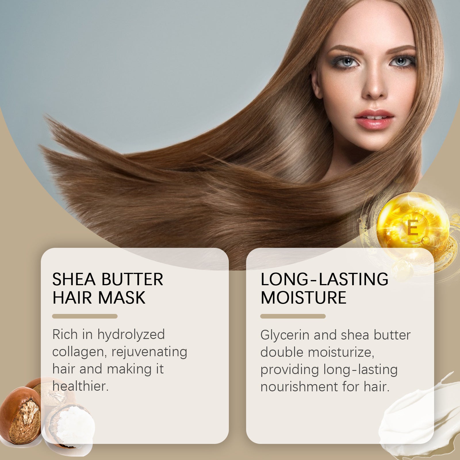 Masque Capillaire Hydratant au Beurre de Karité pour Cheveux Secs