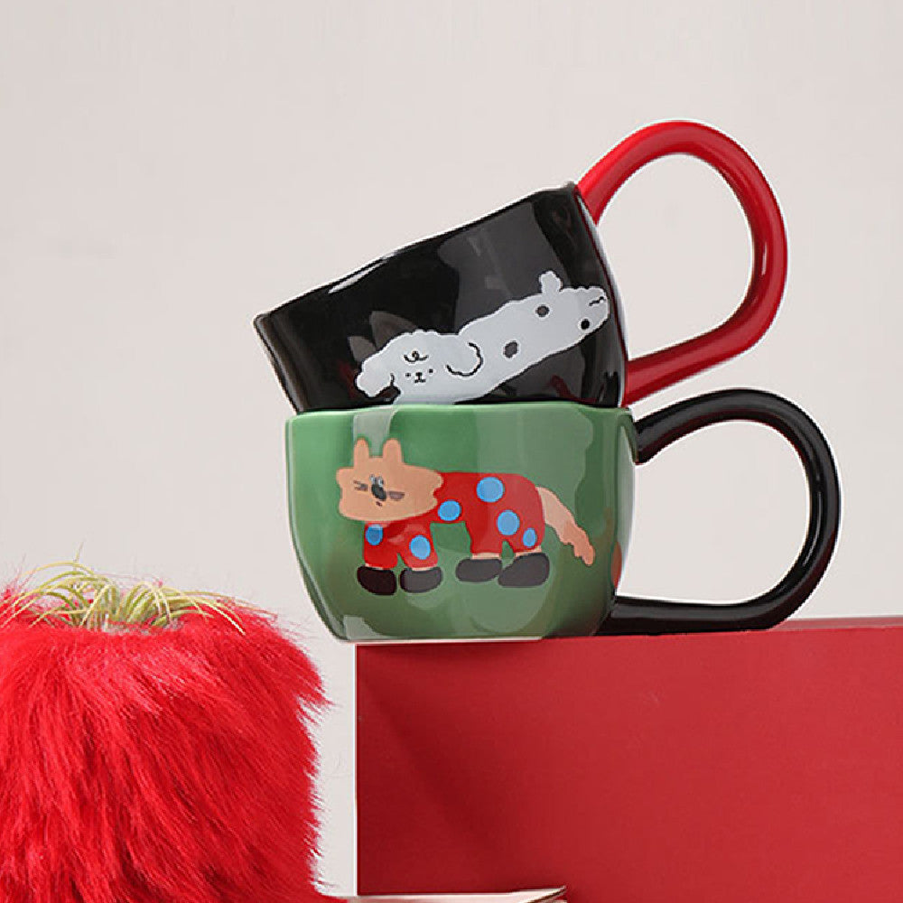 Cute Cartoon Milk Oatmeal Couple Coffee Mug Cup
