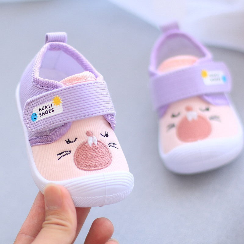 White Baby Squeaky Shoes-year-old Spring And Autumn Soft Bottom Toddler Cloth Shoes