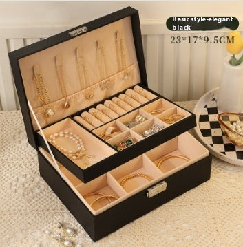 Boîte de rangement de bijoux Boîte à bijoux de luxe exquise pour colliers boucles d'oreilles or
