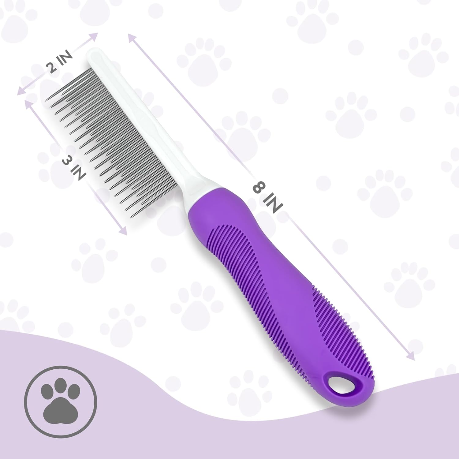 Detangling Pet Comb For Dog Cat Grooming Comb With Long Short Stainless Steel Teeth Safely Remove Knots Tangles For Healthy Shiny Coat Gentle Effective Detangling Tool For Pet Hair