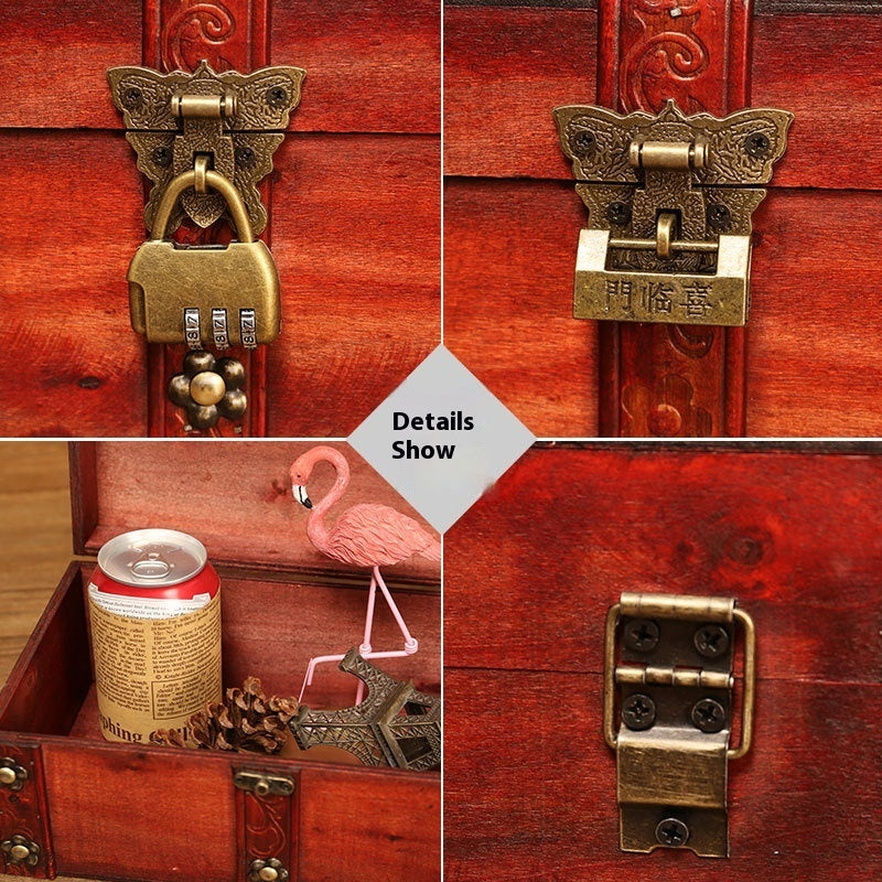 Boîte de rangement de bijoux en bois vintage de style européen pour bibelots