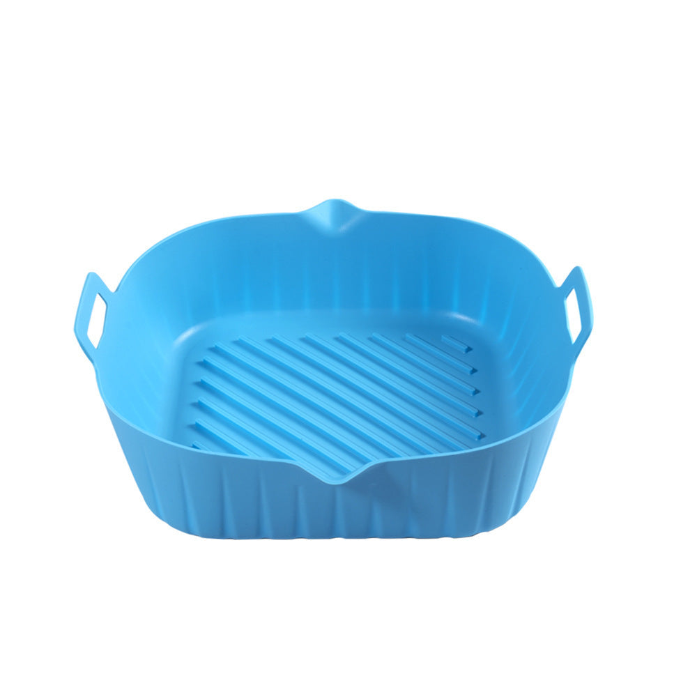 Bandeja de silicona para freidora de aire redonda y gruesa, plegable