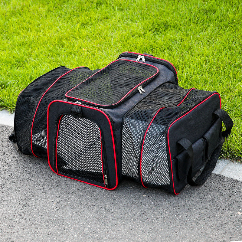 Sac de transport pliable extensible et respirant pour animaux de compagnie - Portable et montable sur véhicule