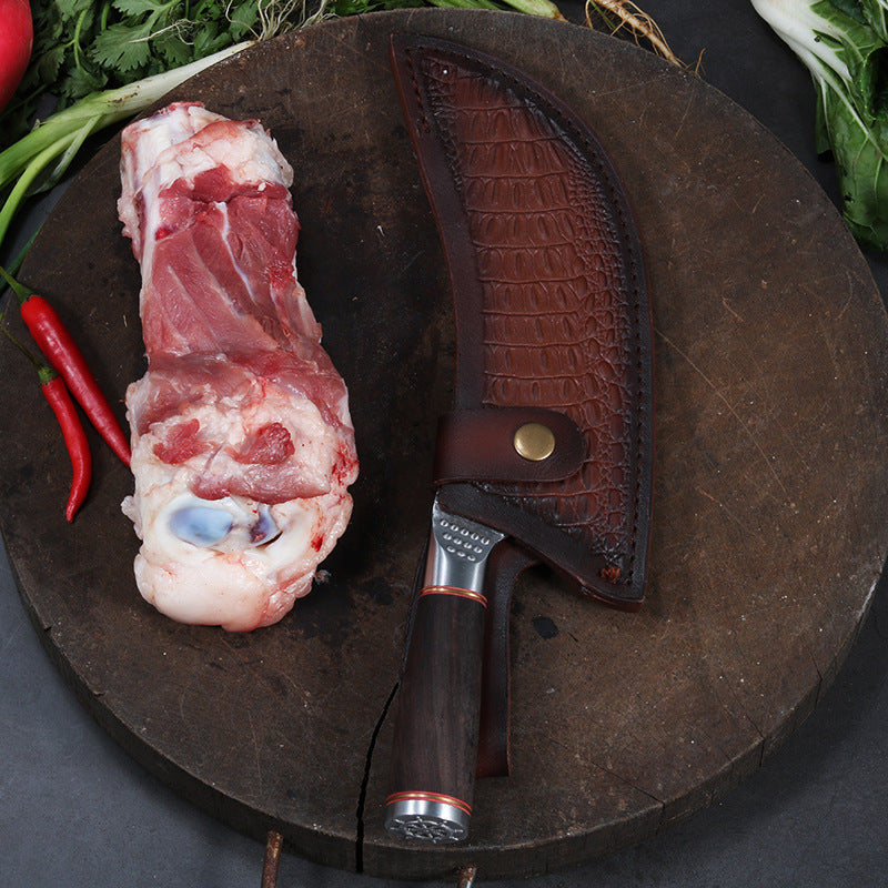 Couteau à désosser à double tête en acier et manche en bois Ustensiles de cuisine