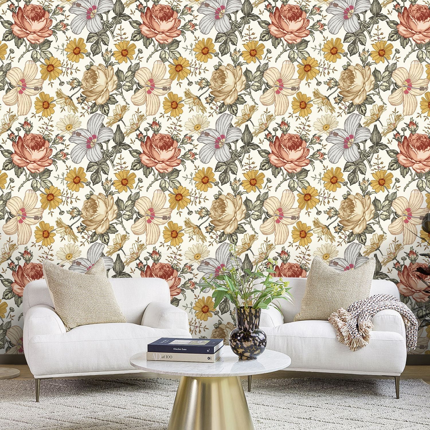 Retro Floral Self-adhesive Bohemian Wallpaper