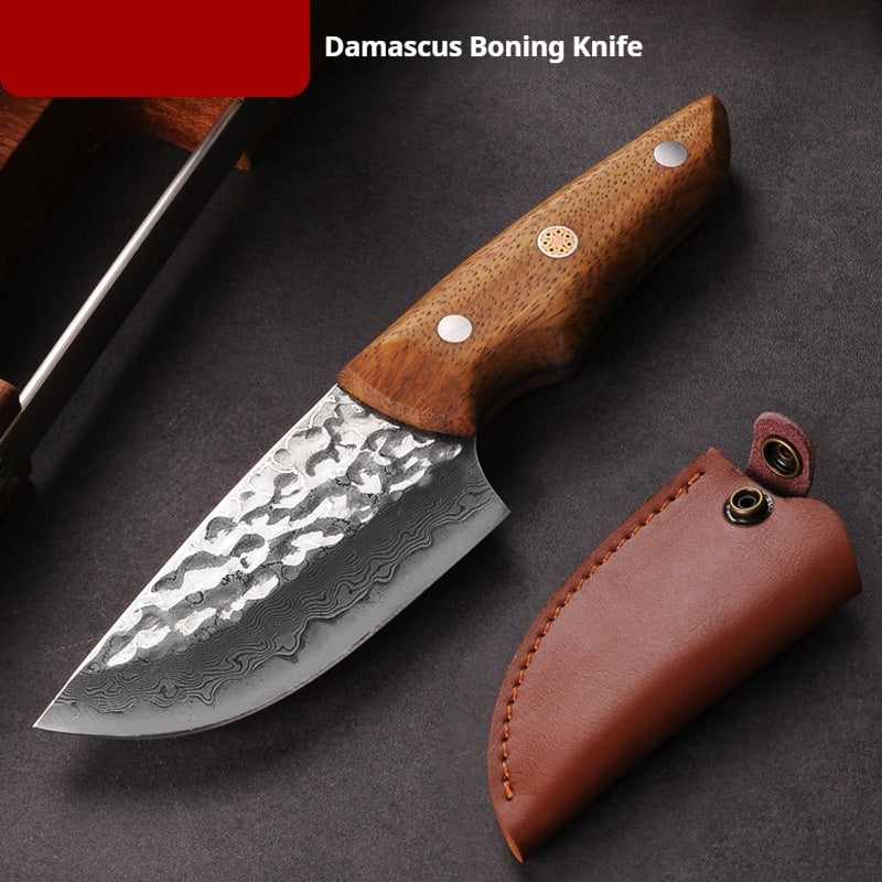 Damascus With Steel In The Middle Meat Cutting Fishing Camping Knife