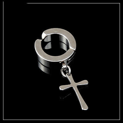 Tassel Black Earrings Without Pierced Cross Wolf Men And Women Tide Earrings