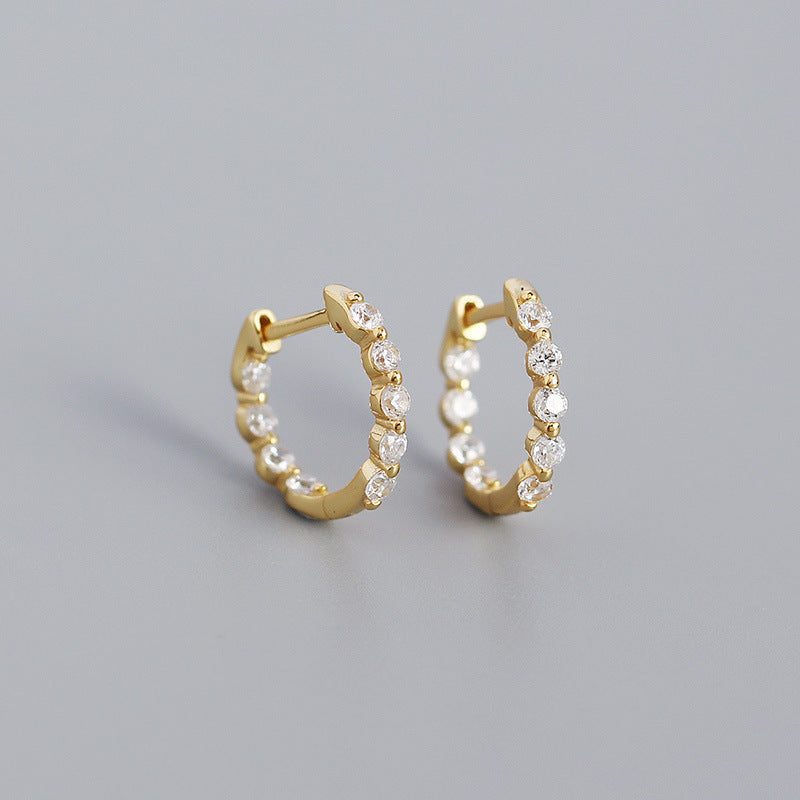 New S925 Silver Ins Geometric Zircon Diamond Earclip Earrings Silver Accessories Women