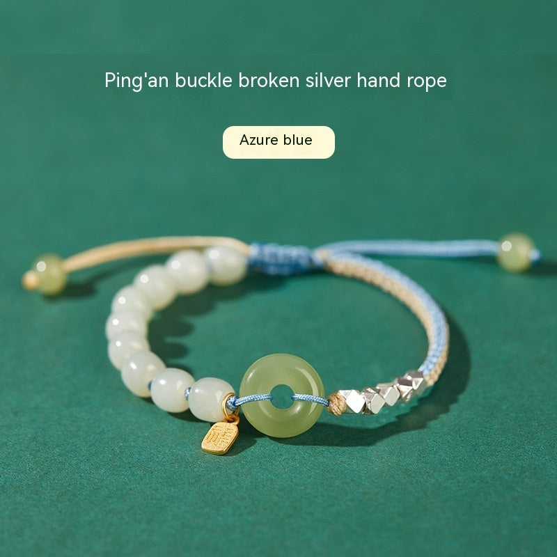 Woven Hetian Jade Safety Buckle Bracelet