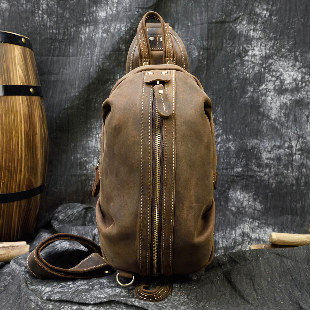 Sac de poitrine en cuir grande capacité pour homme