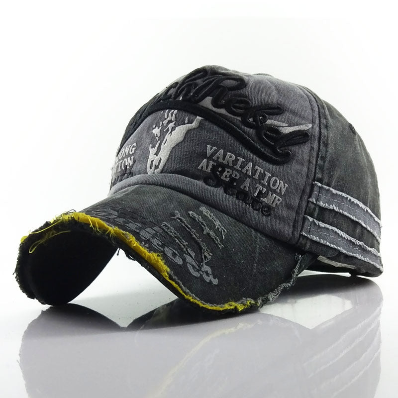 Casquette de baseball décontractée en jean vieilli tête de taureau pour hommes et femmes