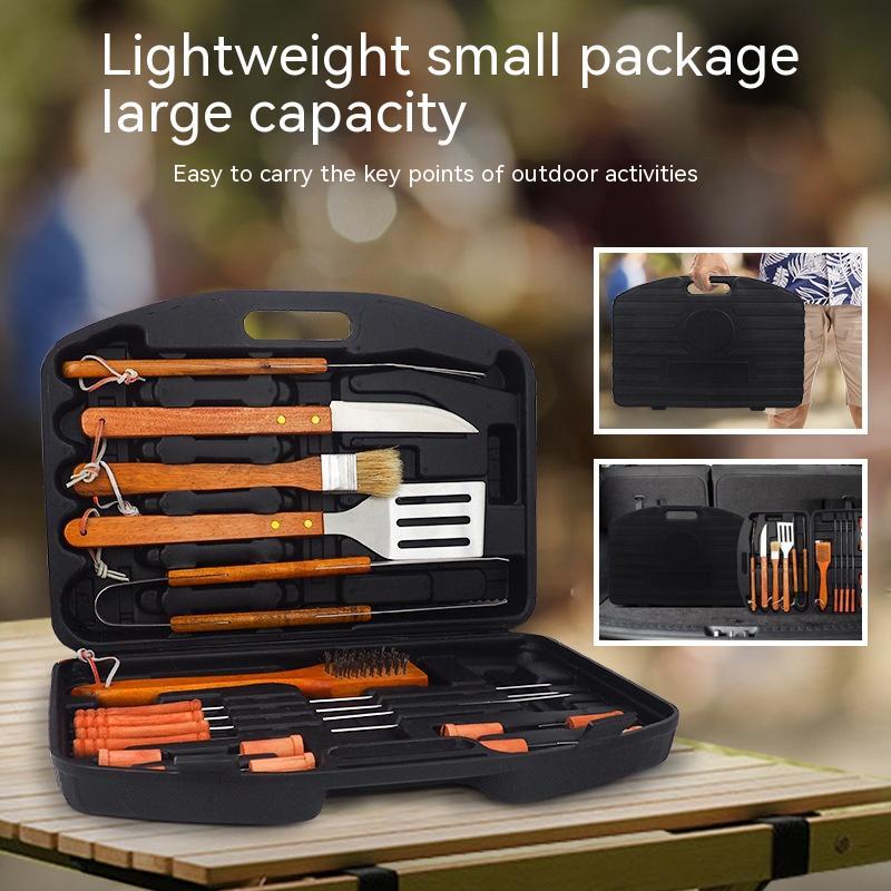 Stainless Steel Outdoor Wooden Handle Barbecue Tool Set