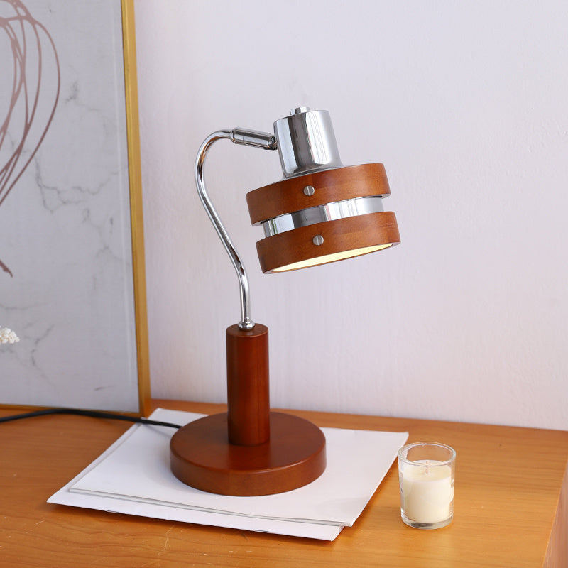 Lampe de table rétro couleur noyer français mi-antique ambiance haut de gamme pour salon