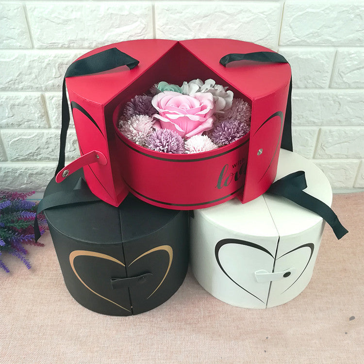 Coffret cadeau Saint-Valentin Boîte cadeau ronde en papier à ouverture latérale Pour ranger