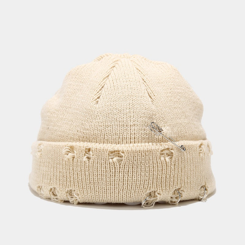 New Style Knit Hat With Hoop Pin Hole