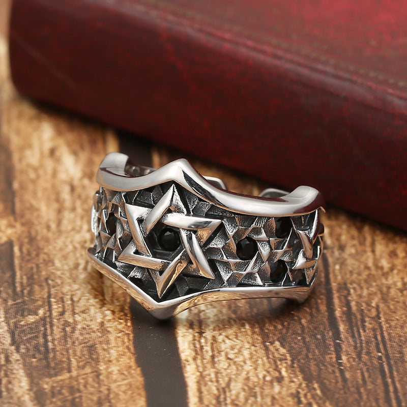Personalized Six Pointed Star Inlaid Ring