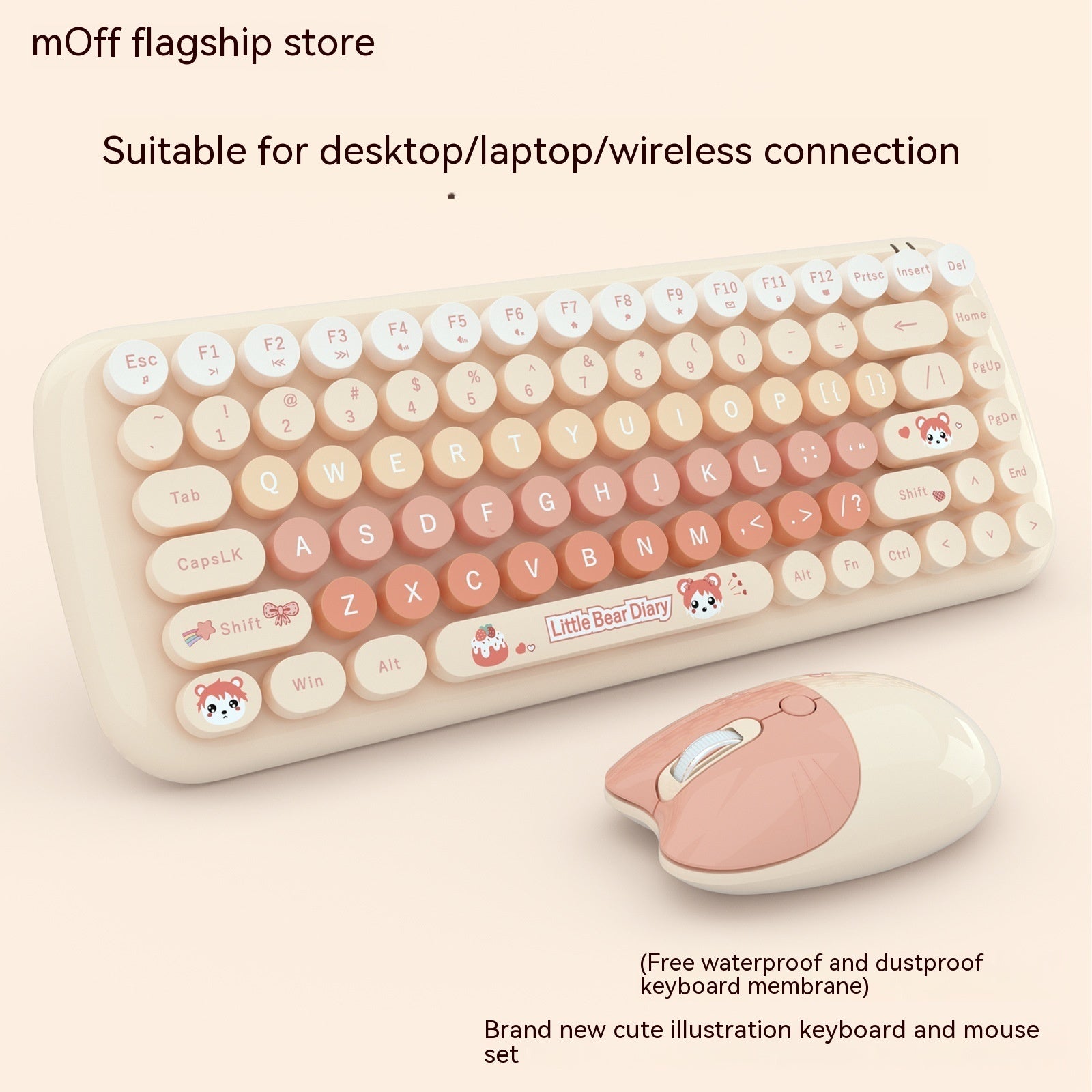 Ensemble clavier et souris sans fil rose mini mignon dessin animé