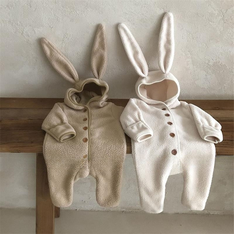 Cute Rabbit Ears Lamb Hair Hooded Outdoor Climbing Suit