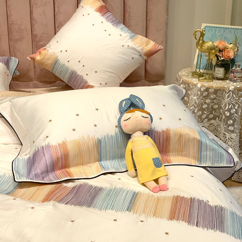 Long-staple Cotton Pure Cotton Colored Thread Star Embroidery Duvet Cover Girl Heart
