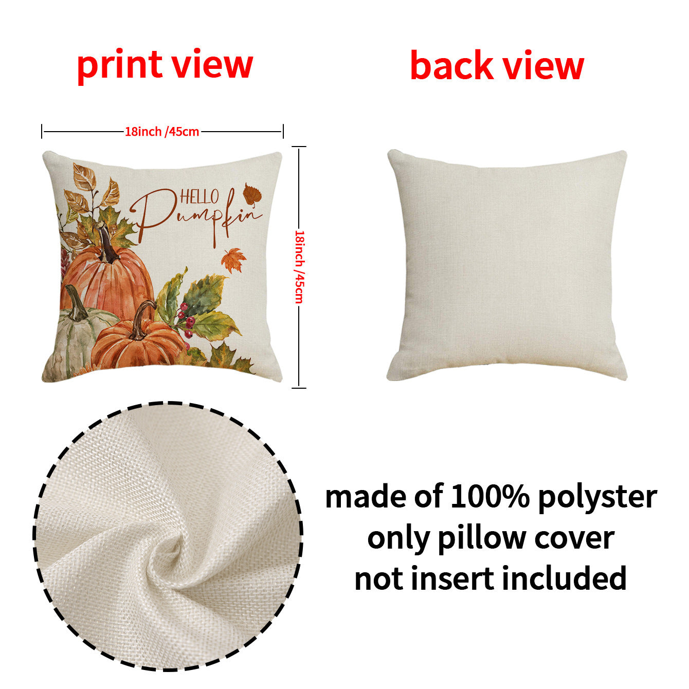 Taie d'oreiller de Thanksgiving Housse de coussin décorative citrouille