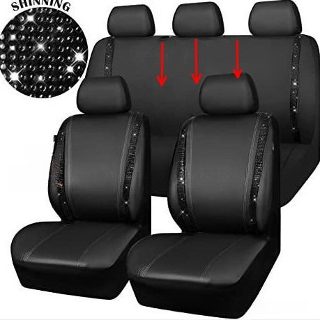 Car Diamond Stereo Rhinestone Non-slip Universal PVC Waterproof Seat Cover