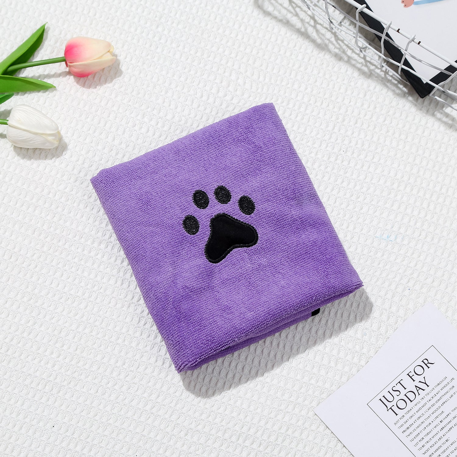 Serviette de Bain pour Chien et Chat Séchage Rapide Douce Absorbante en Polaire Corail