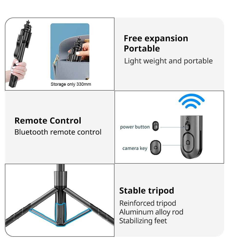 Cross-border Selfie Stick Double Fill Light Bluetooth-compatible Handheld Stabilizer Floor Telescopic Rod Stand For Live Streaming