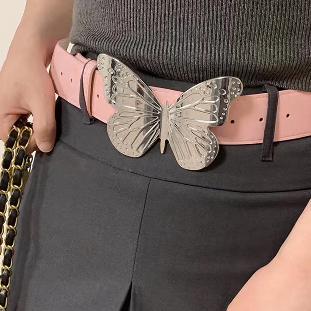 Ceinture Papillon Métallique Grande Taille pour Femme, Ceinture Simple Vintage, Accessoire Tendance et Doux