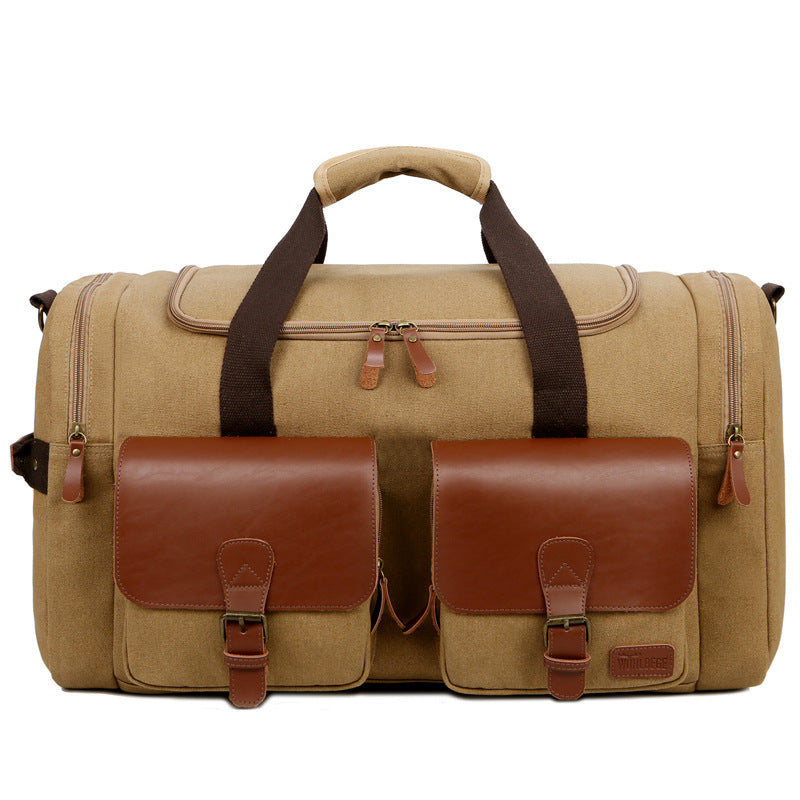 Sac de sport rétro portable en cuir Crazy Horse et toile pour homme