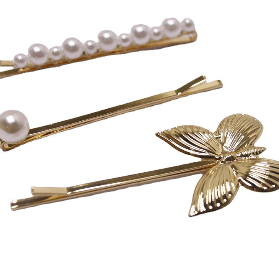 Barrettes Papillon Fleur Vintage Perle Tendance