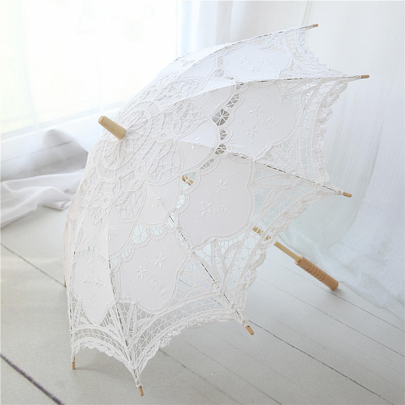 Parapluie artisanal long manche en dentelle vintage pour femme