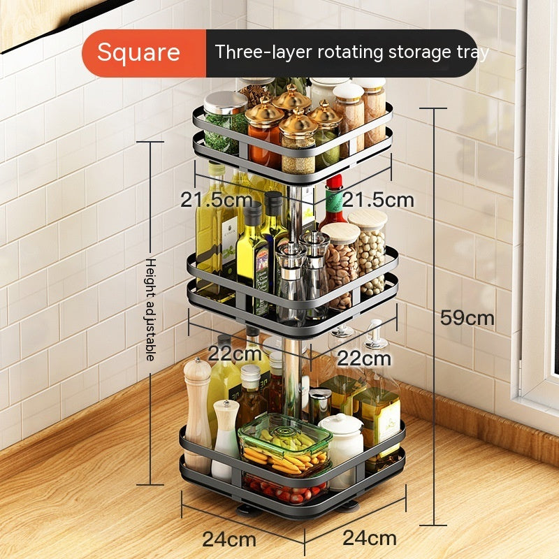 Étagère de rangement circulaire multifonctionnelle et support à épices rotatif pour la cuisine