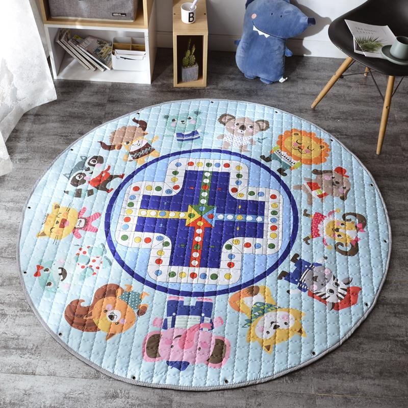 Round Fabric Baby Crawling Children's Play Mat, Toy Storage Blanket, Cotton Crawling Mat