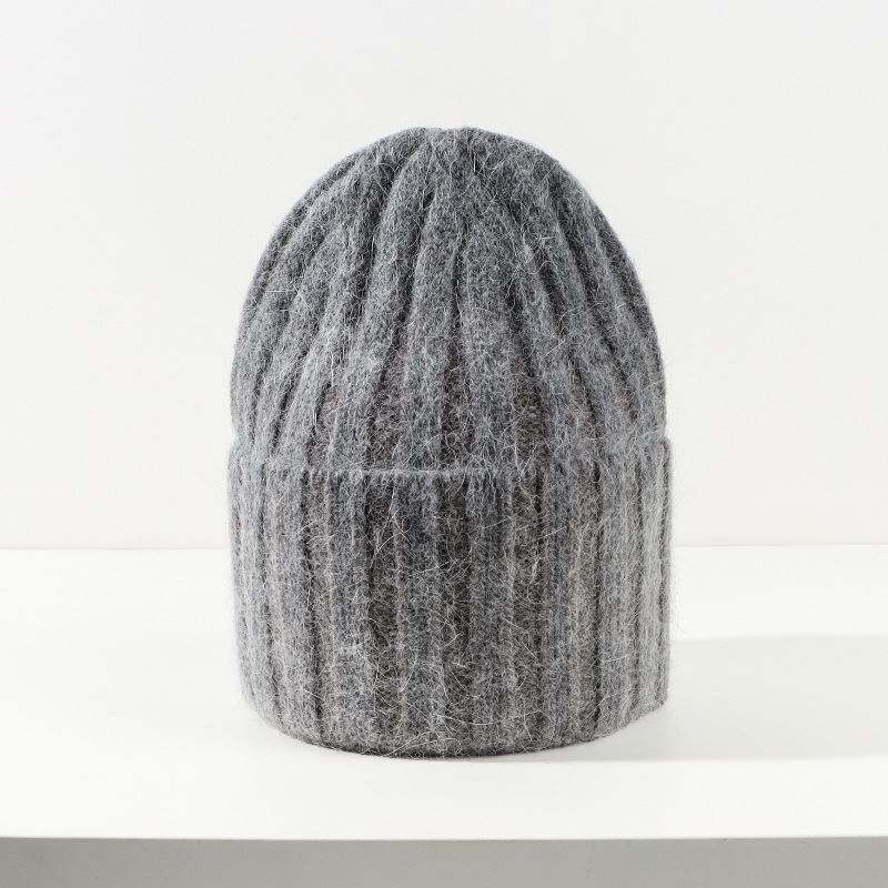 Version coréenne du chapeau tricoté polyvalent en poil de lapin japonais à rayures verticales et effet vieilli