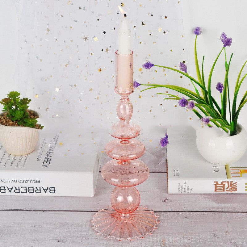 Porte-bougie créatif en verre soufflé à la main, ornement de maison