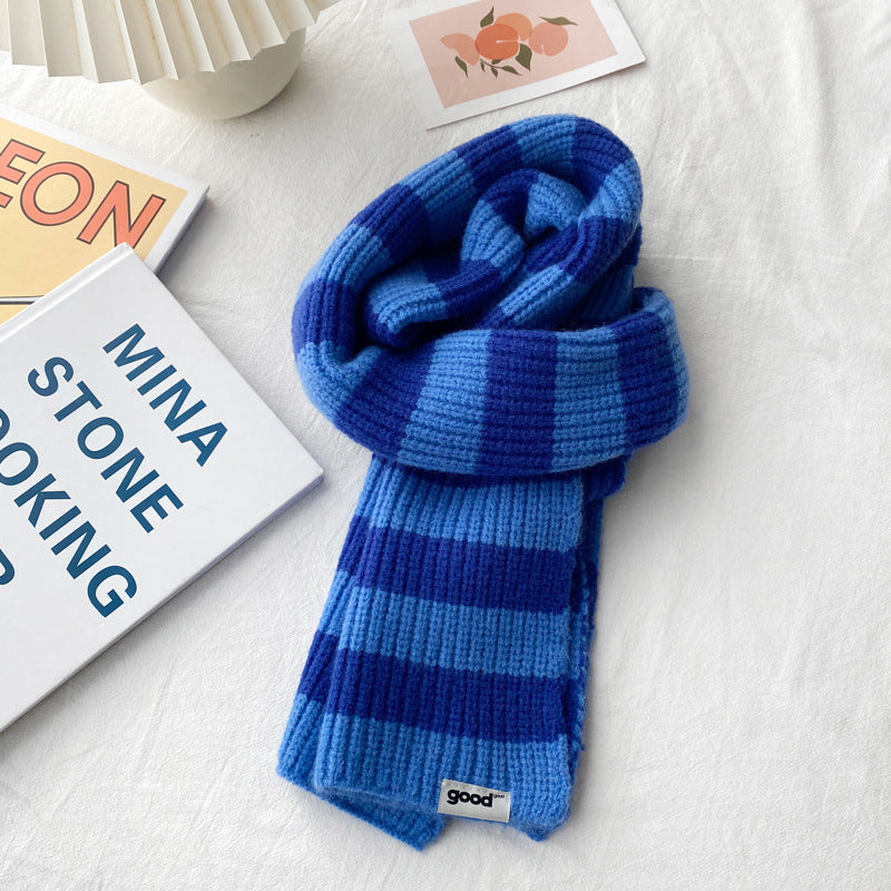 New Contrast Striped Scarf For Women's Warmth