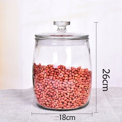 Bocal en verre épaissi pour thé, fruits secs, céréales et aliments médicinaux