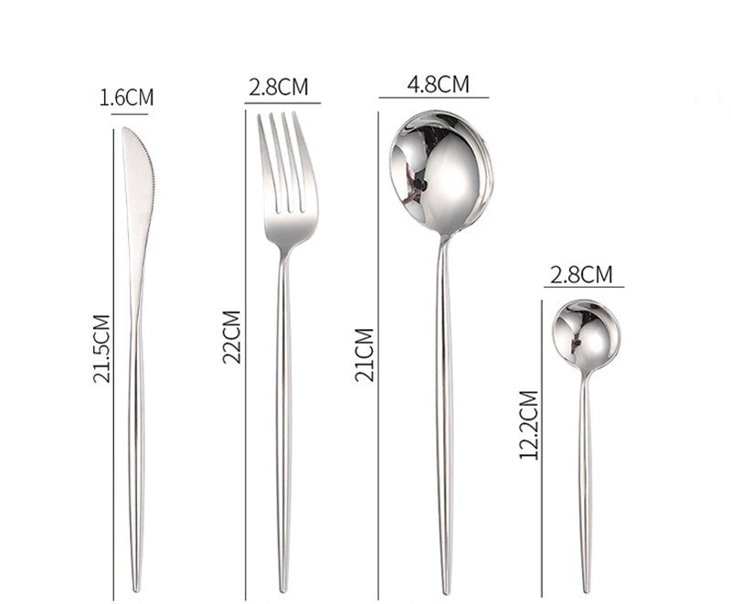 Nordic Style 304 Stainless Steel Western Food Knife Spoon Chopsticks Four-piece Set