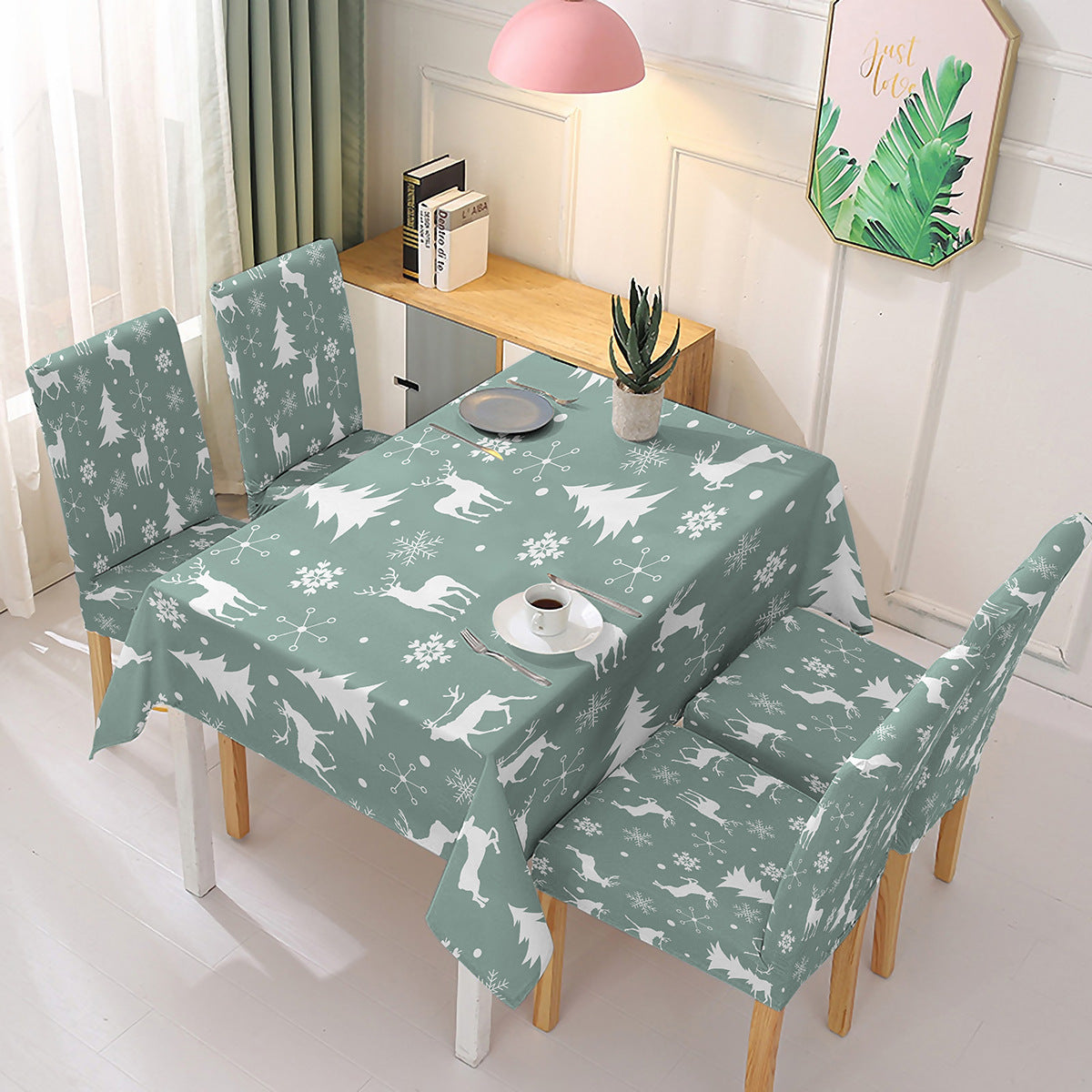 Stretch One-piece Chair Cover Printed Tablecloth