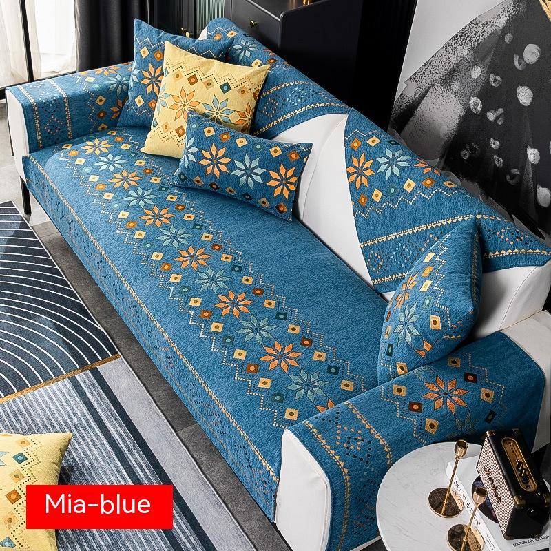 Coussin de canapé bohème universel quatre saisons en chenille antidérapante