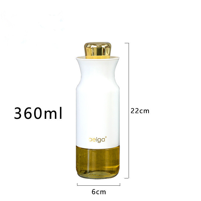Glass Oil Bottle Stainless Steel Color Kitchen Seasoning Bottle
