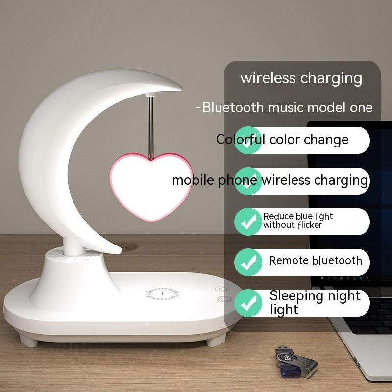 Bluetooth Speaker Bedside Seven-color Atmosphere Small Night Lamp Wireless Charging