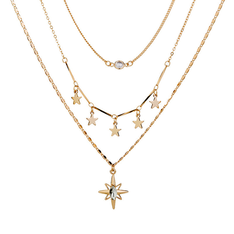 Collier pendentif en cuivre multicouche multi-éléments HEXAGRAM
