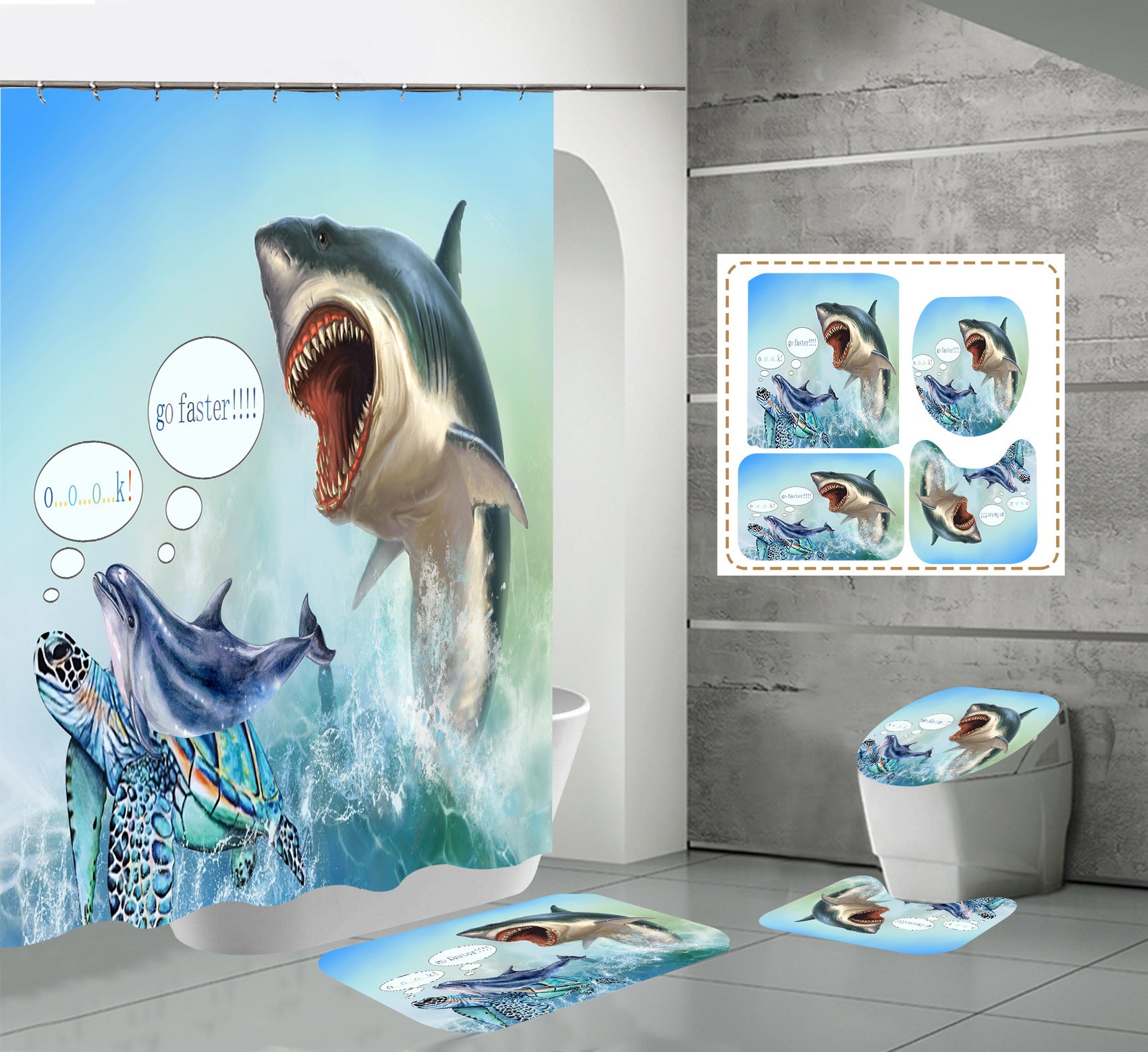 3D Polyester Digital Printing Waterproof Shower Curtain