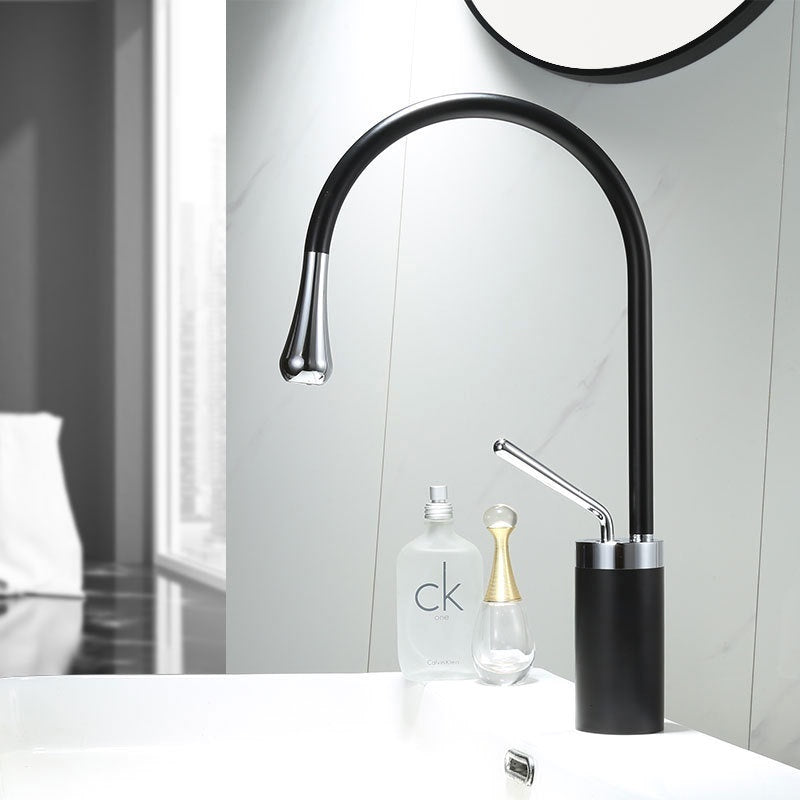 Water Drop Brushed Gold Copper Body Basin Wash Basin Rotating Faucet