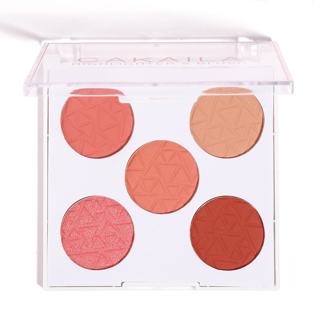 Palette de blush mat et nacré cinq couleurs