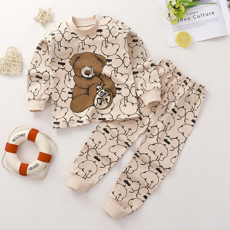 Children's Underwear Suit Pure Cotton Long Johns Top & Bottom Warm Loungewear